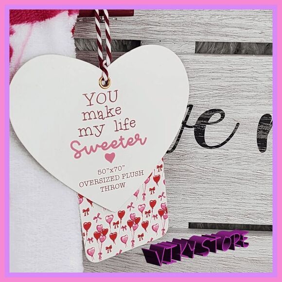 NWT Cozy Oversized Plush Throw 50x60 You Make My Life Sweeter #7216 💖 NWT - Picture 2 of 5